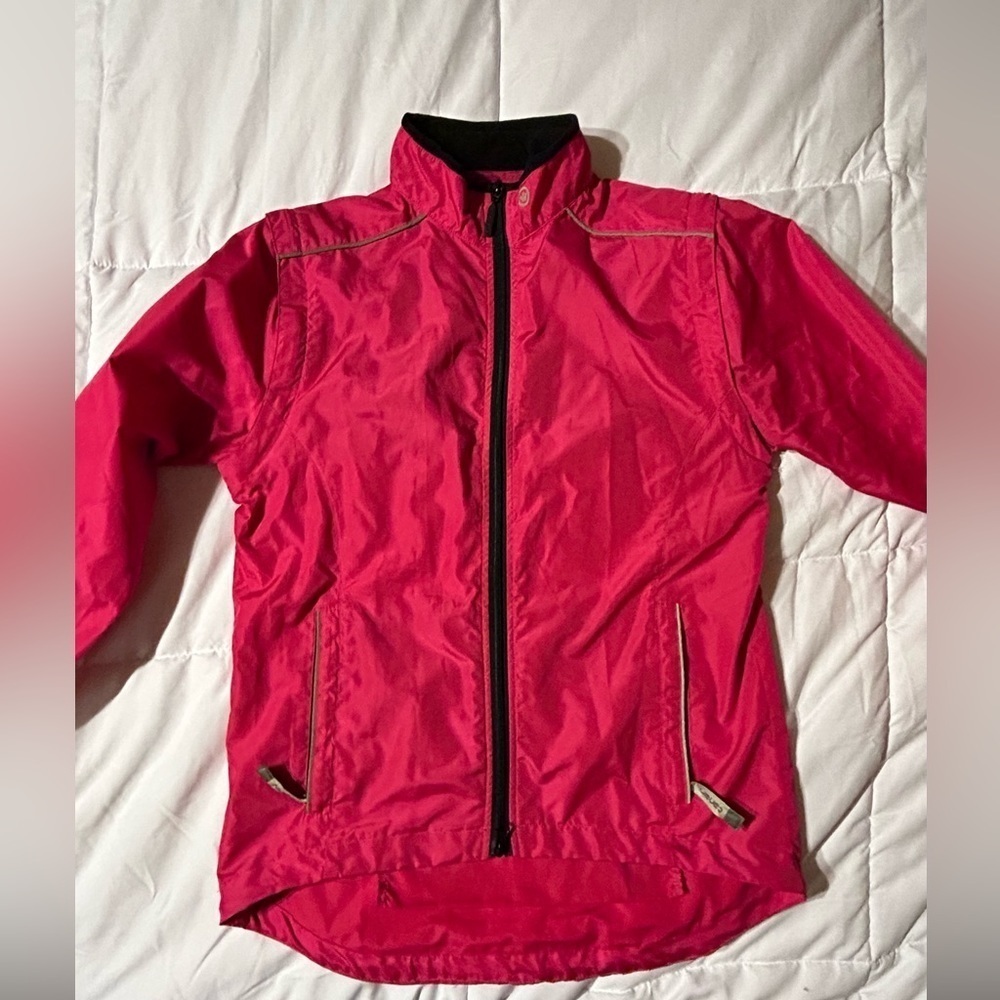 Canari cycling Packable convertible full zip women’s jacket medium hot pink